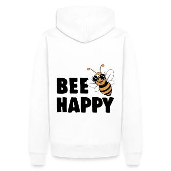 Lustige Biene mit Spruch Bee Happy - Männer Premium Bio Hoodie - Weiß - Hinten - Nico (187cm)
