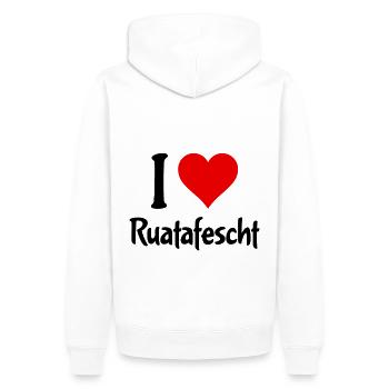 I Love Ruatafest Rutenfest Ravensburg Oberschwaben - Männer Premium Bio Hoodie - Weiß - Hinten - Nico (187cm)
