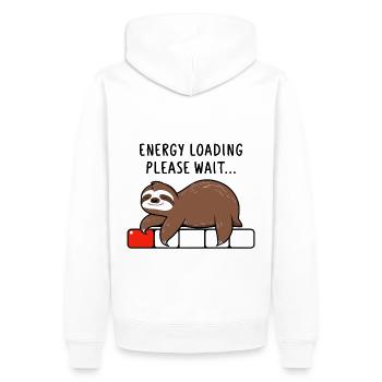 Faultier Energy Loading Please Wait - Männer Premium Bio Hoodie - Weiß - Hinten - Nico (187cm)