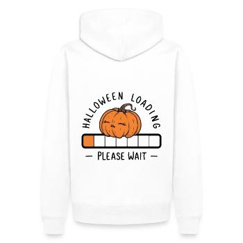 Kürbis Spruch Halloween Loading Please Wait - Männer Premium Bio Hoodie - Weiß - Hinten - Nico (187cm)