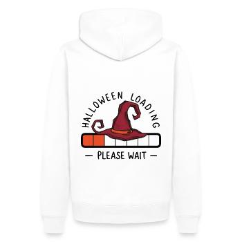 Hexenhut Spruch Halloween Loading Please Wait - Männer Premium Bio Hoodie - Weiß - Hinten - Nico (187cm)