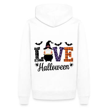 Halloween amour lettrage Gnome - Sweat à capuche Premium bio Homme - blanc - Dos - Nico (187cm)