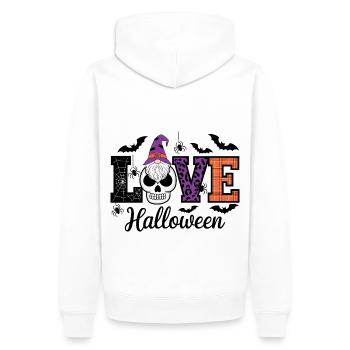 Halloween amour lettrage Gnome - Sweat à capuche Premium bio Homme - blanc - Dos - Nico (187cm)
