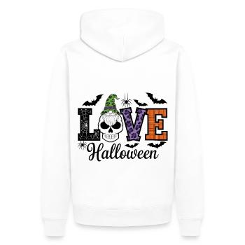 Halloween amour lettrage Gnome - Sweat à capuche Premium bio Homme - blanc - Dos - Nico (187cm)