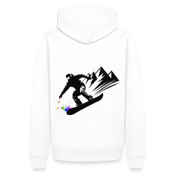 Snowboard Snowboarder Snowboard Sports d’hiver - Sweat à capuche Premium bio Homme - blanc - Dos - Nico (187cm)