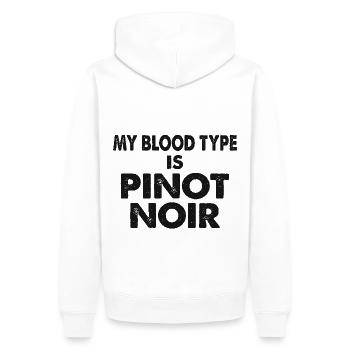 My Blood Type is Pinot Noir Rotwein Spruch - Männer Premium Bio Hoodie - Weiß - Hinten - Nico (187cm)