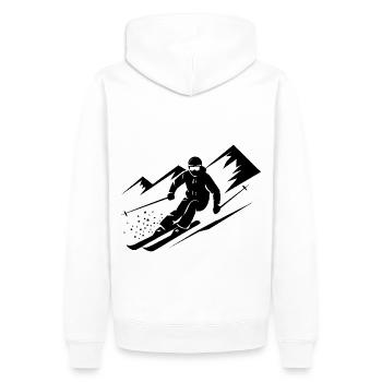 Skieurs Ski Hiver Vacances d’hiver Sports d’hiver - Sweat à capuche Premium bio Homme - blanc - Dos - Nico (187cm)