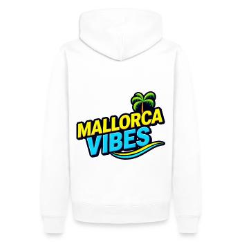 Mallorca Vibes Sommer, Sonne & Partyfeeling - Männer Premium Bio Hoodie - Weiß - Hinten - Nico (187cm)