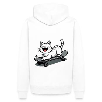 Skateur Skateur Chat Skateboard Patinage - Sweat à capuche Premium bio Homme - blanc - Dos - Nico (187cm)