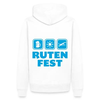 Rutenfest Ravensburg Wappen Symbole - Männer Premium Bio Hoodie - Weiß - Hinten - Nico (187cm)