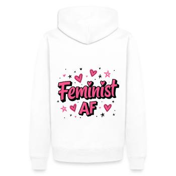 Féministe AF Déclaration Dicton - Sweat à capuche Premium bio Homme - blanc - Dos - Nico (187cm)