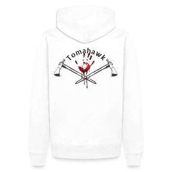 Tomahawk - Männer Premium Bio Hoodie - Weiß - Hinten - Nico (187cm)