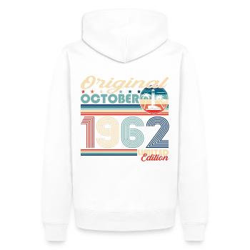Octobre Né 1962 60e anniversaire Cadeau - Sweat à capuche Premium bio Homme - blanc - Dos - Nico (187cm)