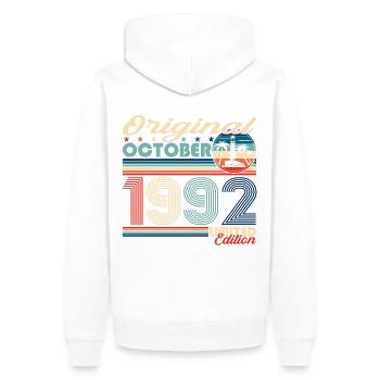 Octobre Né 1992 30e anniversaire Cadeau - Sweat à capuche Premium bio Homme - blanc - Dos - Nico (187cm)