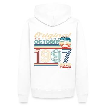 Octobre Né 1997 25e anniversaire Cadeau - Sweat à capuche Premium bio Homme - blanc - Dos - Nico (187cm)