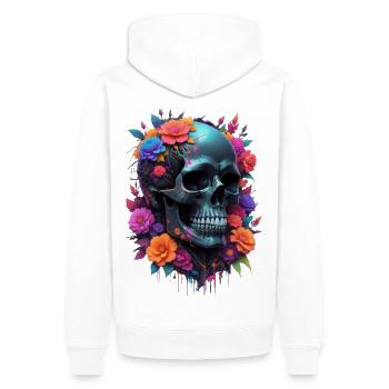 Cyberpunk Skull with Flowers - Men’s Premium Organic Hoodie - white - Back - Nico (187cm)