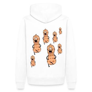 Cacahuète Émotions Joie Heureuse Heureuse - Sweat à capuche Premium bio Homme - blanc - Dos - Nico (187cm)