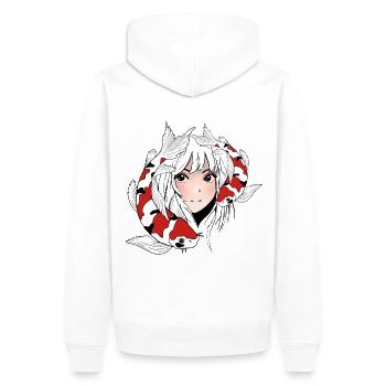 Anime Otaku Koi - Sweat à capuche Premium bio Homme - blanc - Dos - Nico (187cm)