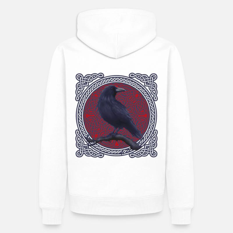 Corbeau Celtique - Sweat à capuche Premium bio Homme - blanc