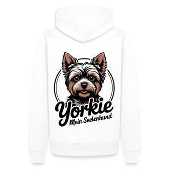 Yorkie Yorkshire Terrier mein Spirit Seelenhund - Männer Premium Bio Hoodie - Weiß - Hinten - Nico (187cm)