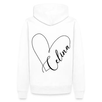 Celina Name Herzlinie - Männer Premium Bio Hoodie - Weiß - Hinten - Nico (187cm)