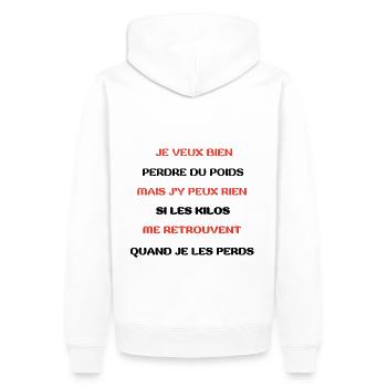 POIDS - Sweat à capuche Premium bio Homme - blanc - Dos - Nico (187cm)