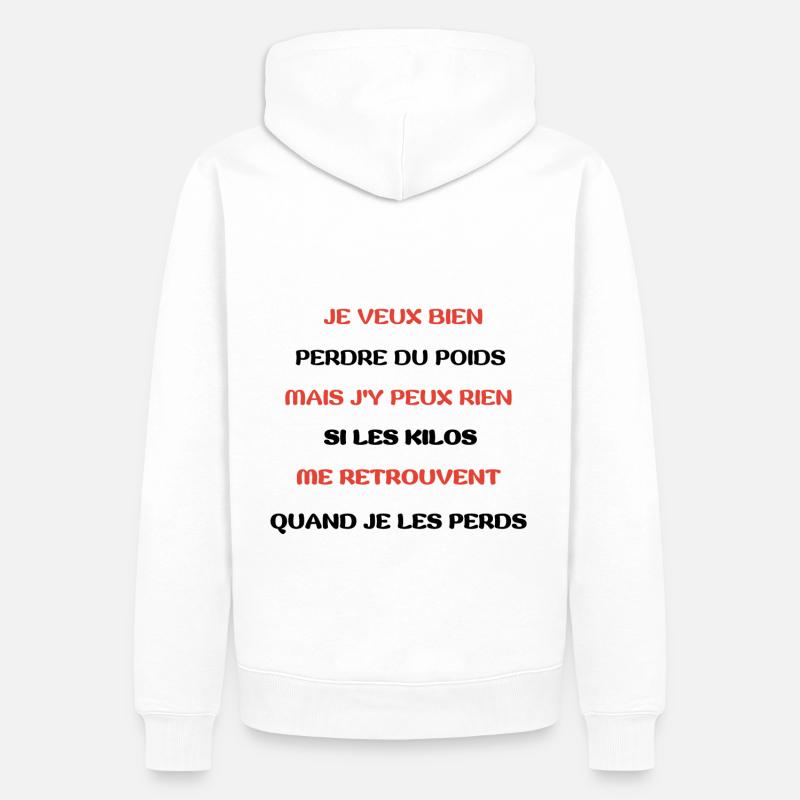 POIDS - Sweat à capuche Premium bio Homme - blanc