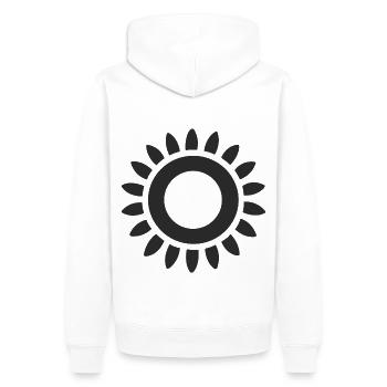 Abstrait Soleil Soleil Art abstrait - Sweat à capuche Premium bio Homme - blanc - Dos - Nico (187cm)