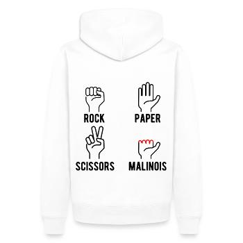 Stein Papier Schere Malinois - Männer Premium Bio Hoodie - Weiß - Hinten - Nico (187cm)