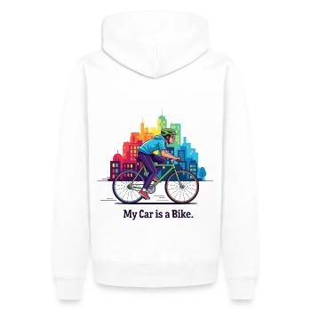 Ma voiture est un vélo - Sweat à capuche Premium bio Homme - blanc - Dos - Nico (187cm)