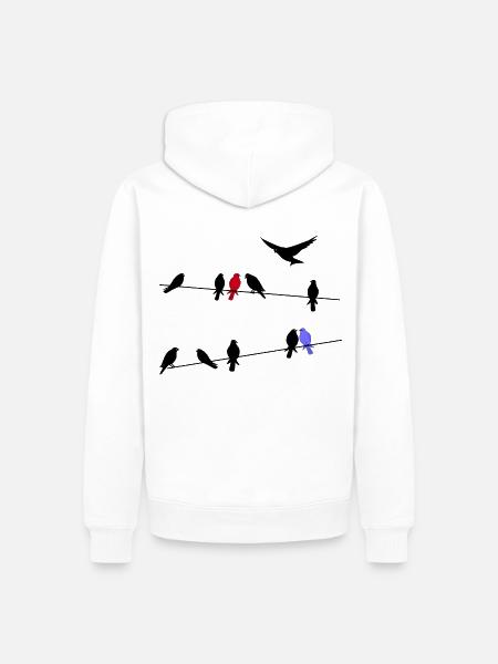 Bird black migratory birds on a power line - Men’s Premium Organic Hoodie - white