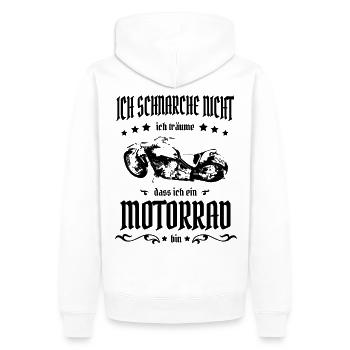 Biker Ich schnarche nicht - Männer Premium Bio Hoodie - Weiß - Hinten - Nico (187cm)