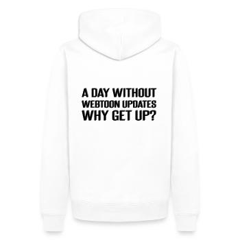 Une journée sans mises à jour webtoon? Pourquoi se lever? - Sweat à capuche Premium bio Homme - blanc - Dos - Nico (187cm)