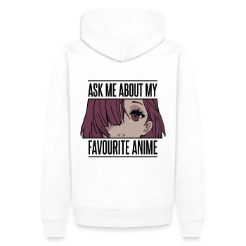 Frag mich nach meinem Lieblingsmanga - Männer Premium Bio Hoodie - Weiß - Hinten - Nico (187cm)