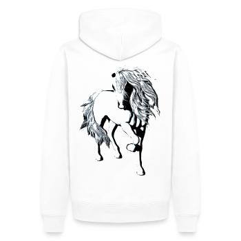 Cheval blanc sur fond transparent - Sweat à capuche Premium bio Homme - blanc - Dos - Nico (187cm)