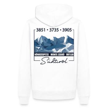 Königsspitze Monte Zebru Ortler Südtirol Italien - Männer Premium Bio Hoodie - Weiß - Hinten - Nico (187cm)