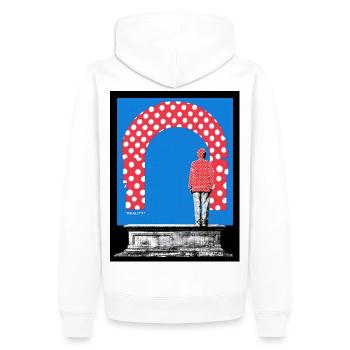 Reality - Männer Premium Bio Hoodie - Weiß - Hinten - Nico (187cm)
