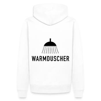 Warmduscher - Männer Premium Bio Hoodie - Weiß - Hinten - Nico (187cm)