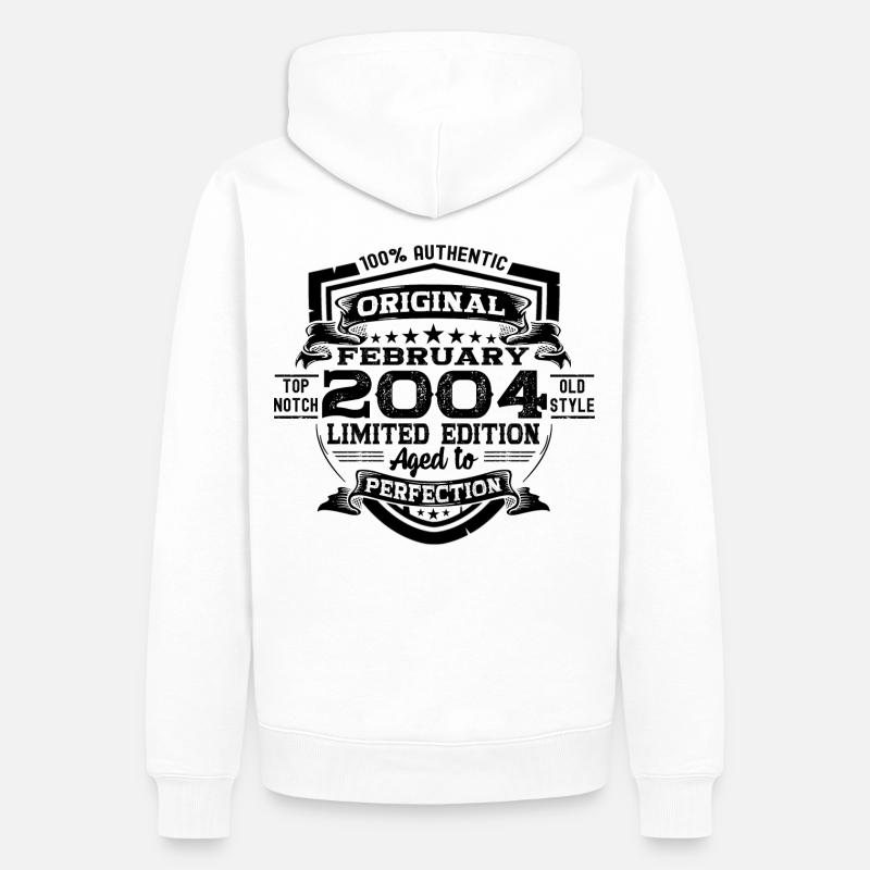 Février 2004 Retro Birthday Gift - Sweat à capuche Premium bio Homme - blanc