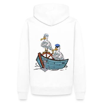 Seagulls, Seagull, Seafarers, Sailors, Travel Boat - Men’s Premium Organic Hoodie - white - Back - Nico (187cm)