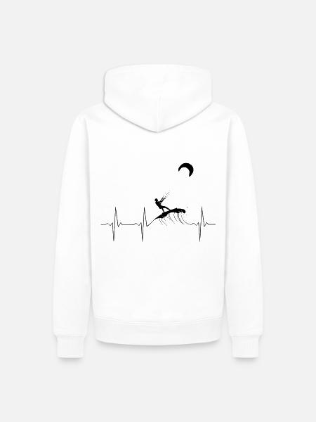 EKG Herzschlag Heartbeat Kitesurfing - Männer Premium Bio Hoodie - Weiß