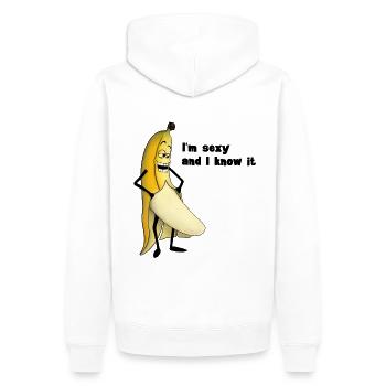 Kinky banana sexy (Banane) - Männer Premium Bio Hoodie - Weiß - Hinten - Nico (187cm)