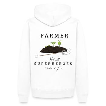 Farmer & Landwirt - Superheld ohne Umhang - Männer Premium Bio Hoodie - Weiß - Hinten - Nico (187cm)