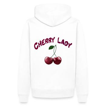 Cerises - Cherry Lady - Sweat à capuche Premium bio Homme - blanc - Dos - Nico (187cm)