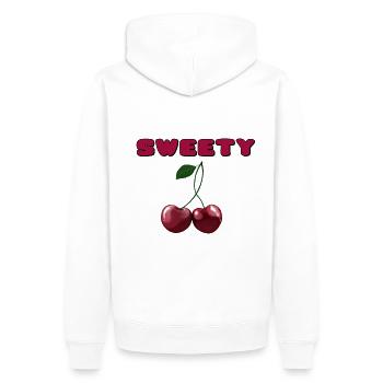 Kirschen - Cherries sweety - Männer Premium Bio Hoodie - Weiß - Hinten - Nico (187cm)