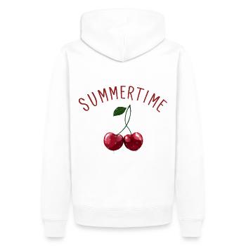 Kirschen - Cherries Summertime - Männer Premium Bio Hoodie - Weiß - Hinten - Nico (187cm)
