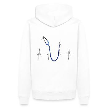EKG Heartbeat Heartbeat Stethoscope Stethoscope B - Men’s Premium Organic Hoodie - white - Back - Nico (187cm)