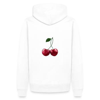 Kirschen - Cherries wet - Männer Premium Bio Hoodie - Weiß - Hinten - Nico (187cm)