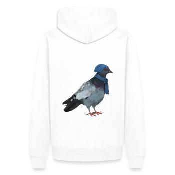 Taube - Winter - Männer Premium Bio Hoodie - Weiß - Hinten - Nico (187cm)