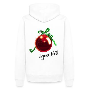 Christbaum Kugel Joyeux Noël - Männer Premium Bio Hoodie - Weiß - Hinten - Nico (187cm)